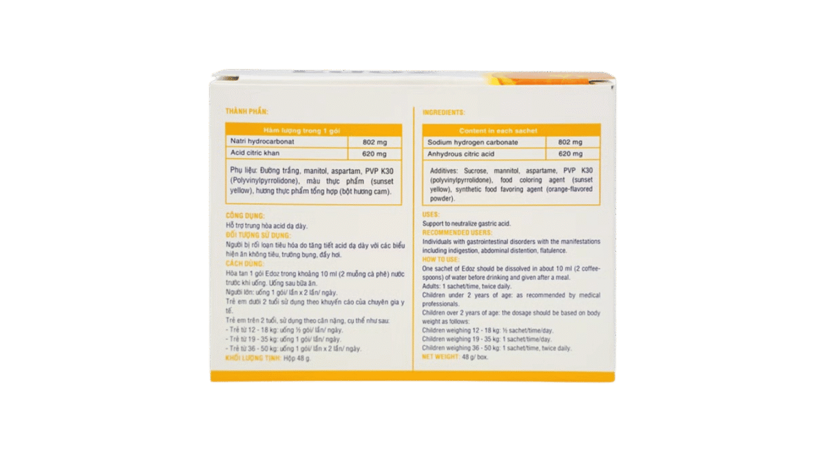 Thực phẩm bảo vệ sức khỏe DHG Pharma Edoz Hỗ trợ trung hòa Acid dạ dày (Hộp 24 gói) - Ảnh 2