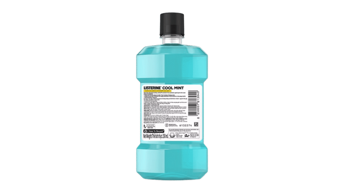 Nước súc miệng Listerine Cool Mint bảo vệ khoang miệng suốt 24h khỏi vi khuẩn hôi miệng, mảng bám, viêm nướu (250ml) - Ảnh 2