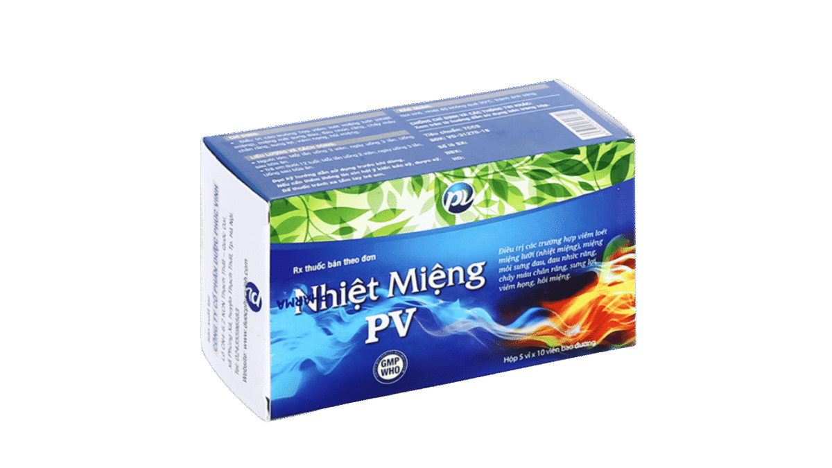Viên nén bao đường Nhiet mieng PV 533mg điều trị viêm loét miệng lưỡi (5 vỉ x 10 viên) - Ảnh 1