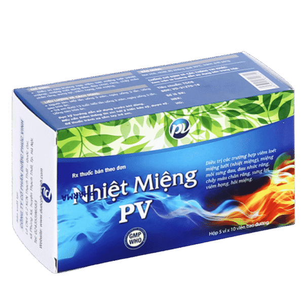 Viên nén bao đường Nhiet mieng PV 533mg điều trị viêm loét miệng lưỡi (5 vỉ x 10 viên)